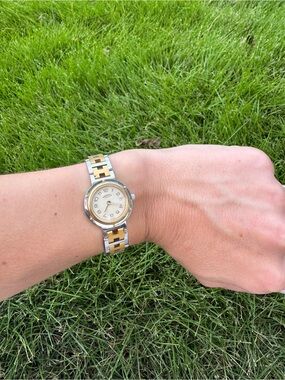 Hermes Ladies Two-Tone Gold and Silver Bracelet Watch